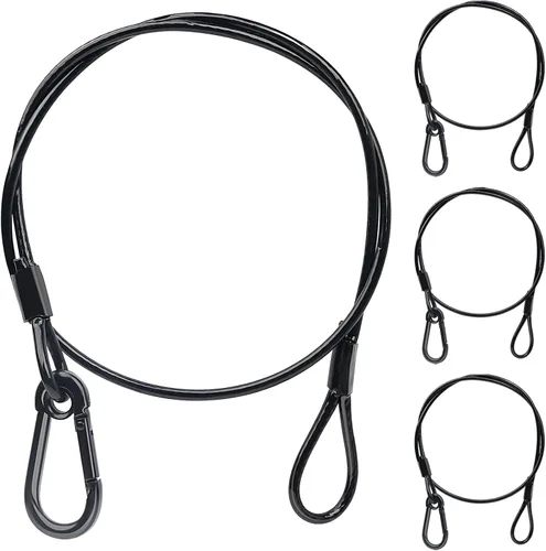 Vista 10 de Cable de seguridad de iluminación con bucles (paquete de 6), cable de seguridad de luz de etapa de carga de 55.1 lbs, cadena de seguridad negra