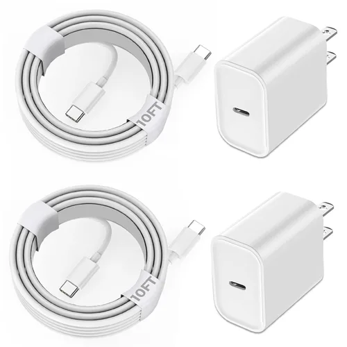 Vista 12 de Cargador para iPhone 16/15 de carga rápida, paquete de 20 W PD USB C cargador de pared rápido Bloque con cable de carga rápida USB C a C