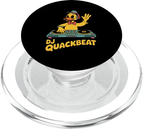 Vista 7 de DJ Quackbeat Duck Disc Jockey - Tocadiscos retro, vibraciones musicales, PopSockets, adhesivo PopGrip