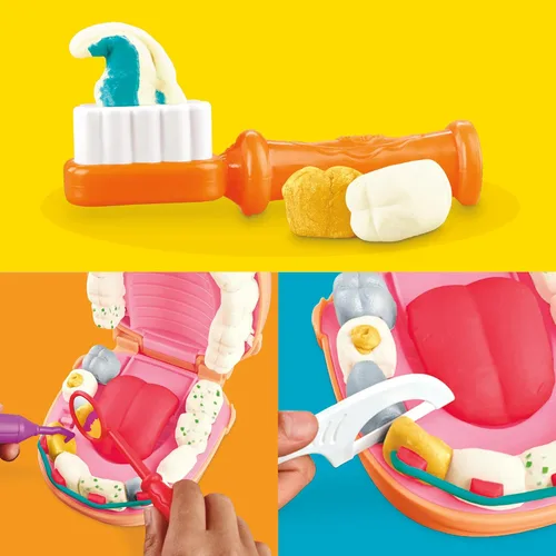 Vista 5 de Play-Doh Drill 'n Fill - Juguete dental para niños de 3 años en adelante con cavidad y compuesto de modelado de color metálico, 10 herramientas, 6