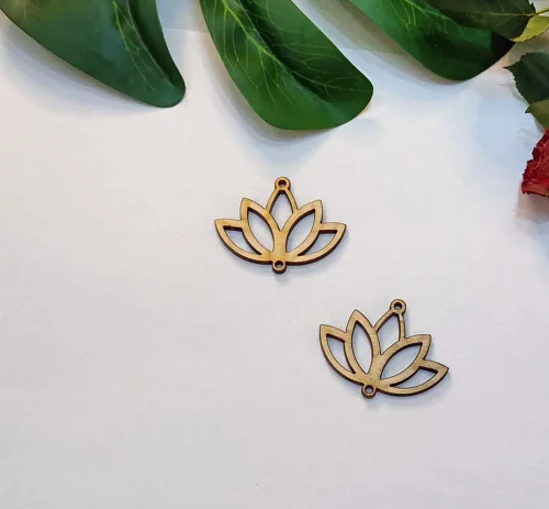 Vista 4 de 30 aretes de madera recortados en forma de loto, manualidades de corte láser sin terminar, accesorios de joyería de madera (2 pulgadas)