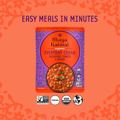 Vista 8 de MAYA KAIMAL Chana orgánica diaria con tomate + cebolla, 10 onzas