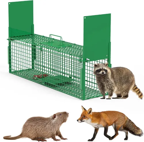Vista 9 de Trampa para animales humanos, trampas plegables grandes de jaula viva de 37