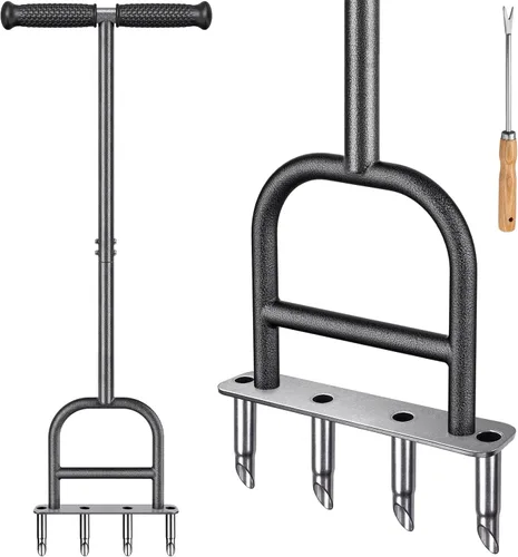 Vista 13 de Dolibest – Aireador de césped con núcleo de 3 agujeros, herramienta de aireación manual de césped con empuñadura de goma suave, herramienta