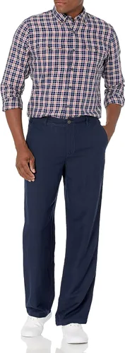 Vista 4 de Tienda Essentials Camisa de sarga de dos bolsillos a cuadros de manga larga ajustada para hombre