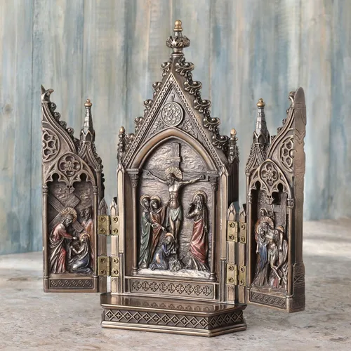 Vista 4 de Figura decorativa de calvario de 8.13 pulgadas, color bronce