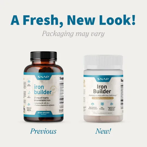 Vista 2 de Snap Supplements Suplementos naturales de hierro constructor, píldoras de hierro de 21 mg para aumentar la energía, el metabolismo y la digestión
