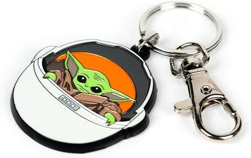 Vista 3 de Star Wars The Mandalorian The Child Collector - Llavero con colgante de esmalte coleccionable oficial de Star Wars, Baby Yoda en carruaje, mide 1.5