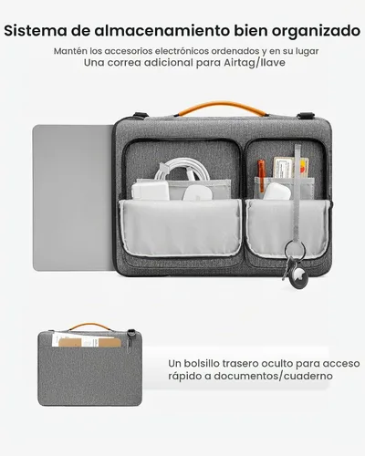 Vista 5 de [Usado] tomtoc Bolsa de hombro para laptop para MacBook Pro M5/M4/M3/M2/M1 Pro/Max de 14 pulgadas 2025-2021, Surface Laptop 7/6/Studio 2 de Gris