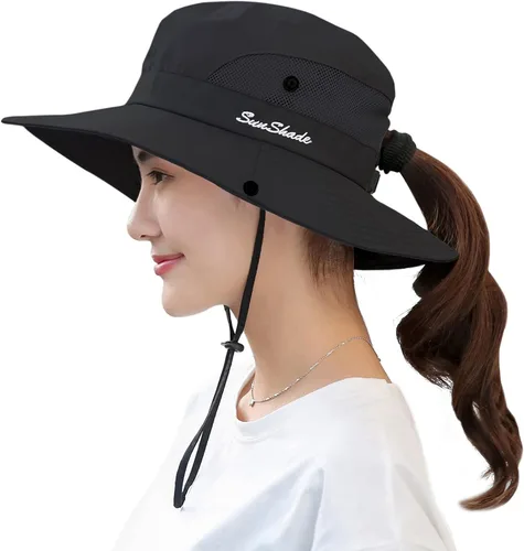Vista 19 de Muryobao - Gorro de pesca para mujer, protección UV, plegable, con borde ancho