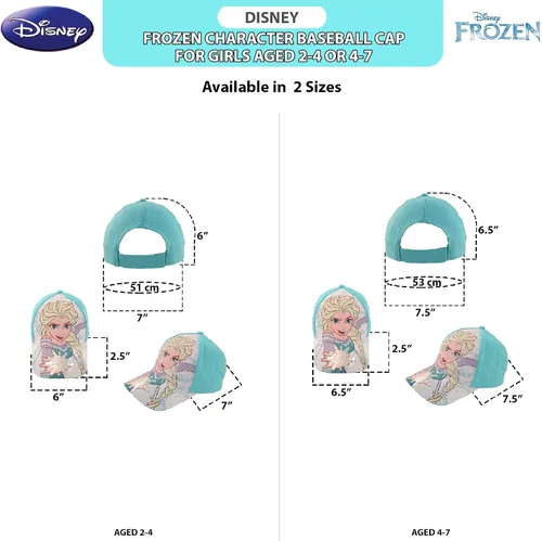 Vista 8 de Disney Gorra de béisbol Frozen para niñas, diseño de princesa Elsa y Anna con ala curvada (2T-7), Morado