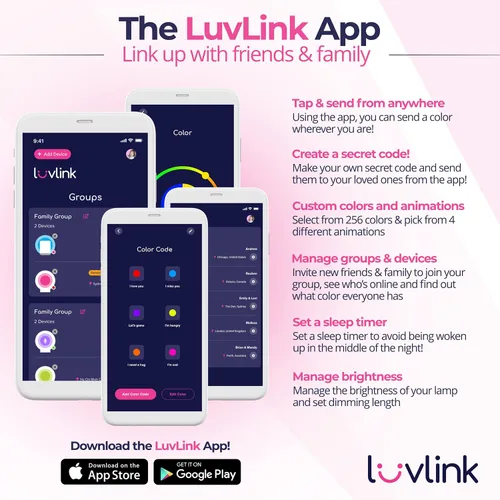 Vista 4 de LuvLink Infinity Voice v2 Send Sounds & Color - Lámpara de amistad galardonada (juego de dos, blanco)