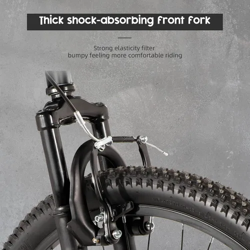 Vista 5 de Bicicleta de montaña de 26 pulgadas, marco de hierro de acero de alto aluminio/carbono, frenos en V delanteros y traseros de 21 velocidades, MTB
