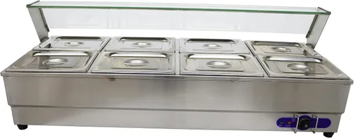 Vista 4 de INTSUPERMAI Calentador comercial de 8 sartenes de 6 pulgadas de profundidad para encimera, calentador de sopa de alimentos Bain Marie, calentador