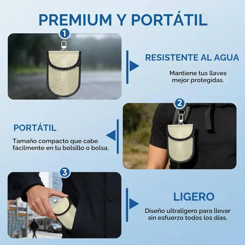 Vista 9 de TICONN 2PK Faraday - Bolsa para llavero de coche, bolsa de bloqueo RFID NFC Beige