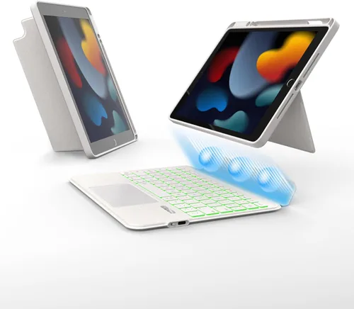 Vista 10 de EIP Funda con teclado Bluetooth para iPad de 10.2 pulgadas (7ª/8ª/9ª generación) y iPad Air de 10.5 pulgadas (3ª generación), funda magnética