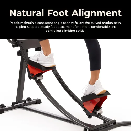 Vista 4 de Sunny Health & Fitness Escalador de escaleras para el hogar, escalador plegable inteligente SunnyFit App Connection, Long Stride Length, Home Gym
