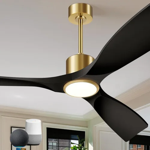 Vista 9 de Ventilador de techo inteligente de 52 pulgadas con luces, ventilador de techo para exteriores compatible con Alexa/aplicación/control remoto, motor
