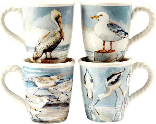 Vista 4 de Certified International Shorebirds - Juego de vajilla de 16 piezas, servicio para 4, multicolor