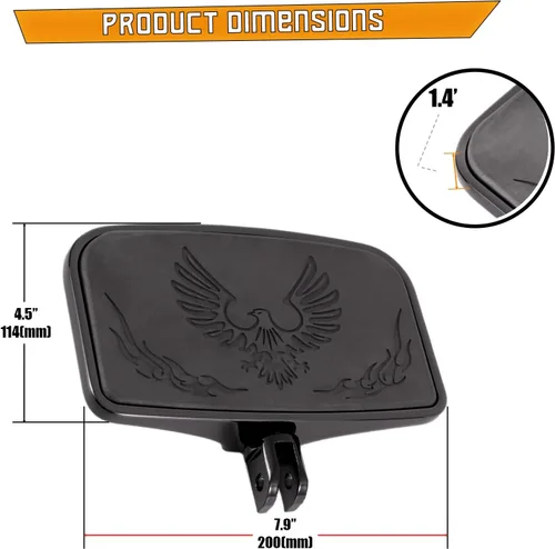 Vista 5 de Kinglemc Estribo delantero y trasero para Honda, Suzuki, Triumph, CAN-AM, Gold Wing (águila 7.9 x 4.5 pulgadas, negro)
