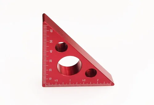 Vista 3 de Regla triangular para carpintería de aleación de aluminio Herramientas de medición métricas de 45 grados, cuadrados de carpintería, herramientas