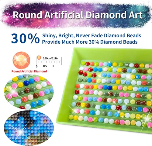 Vista 7 de JATOK Kits de pintura de diamantes para adultos, kits de arte de diamantes en cascada colorida 5D para principiantes, pintura de taladro redondo