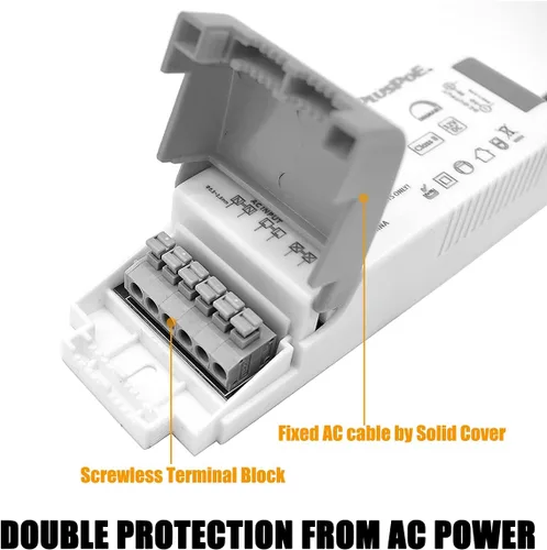 Vista 2 de Transformador regulable de 20 W, fuente de alimentación LED magnética PLUSPOE de 12 V para iluminación LED constante de 12 V
