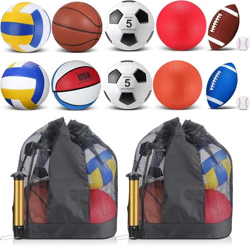 Vista 7 de Deekin Juego de 12 pelotas deportivas surtidas para jóvenes y adultos, tamaño oficial, baloncesto, fútbol, voleibol, fútbol, béisbol, pelota