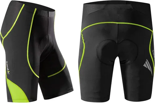 Vista 2 de Santic Pantalones cortos de ciclismo acolchados para hombre, pantalones de ciclismo para ciclismo, ropa de ciclismo