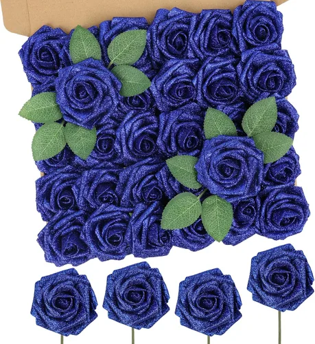 Vista 49 de MACTING 30 PCS Flores Artificiales Rosas Negras y Blancas Flores Falsas con Tallo Rosas de Espuma de Tacto Real para Boda Bola de Besos Ramillete