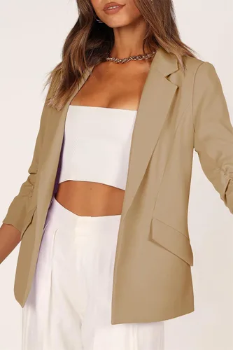 Vista 5 de Cicy Bell Chaqueta casual para mujer, manga 34, frente abierto, cárdigan para trabajo y oficina