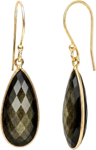 Vista 17 de Gempires - Aretes largos de gota con piedras preciosas facetadas para mujer