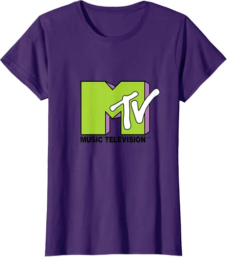 Vista 7 de Camiseta de tratamiento de relleno con logotipo MTV verde lima y morado, Negro, S Azul Marino