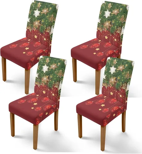 Vista 12 de Rnyleeg Fundas de silla de Navidad para sala de estar, diseño de muñeco de nieve azul, estampado de pájaros, fundas para sillas de comedor, 1