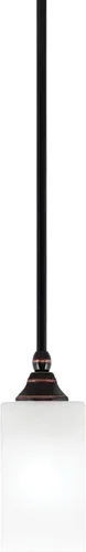 Vista 105 de Toltec Lighting Tallo Colgado Mini colgante, acabado de cobre negro, 3.5" cuadrado humo burbuja vidrio