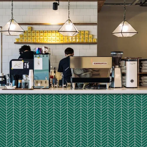 Vista 9 de Azulejos de despegar y pegar, azulejos de pared de mosaico de cocina con patrón de sarga verde, azulejos autoadhesivos de vinilo para pared
