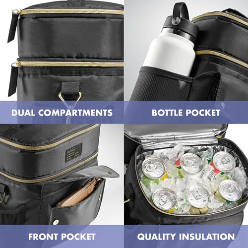 Vista 3 de Fit & Fresh Westminster - Lonchera aislada de doble compartimento para mujer, juego completo de almuerzo con 2 contenedores, bolsa térmica aislada