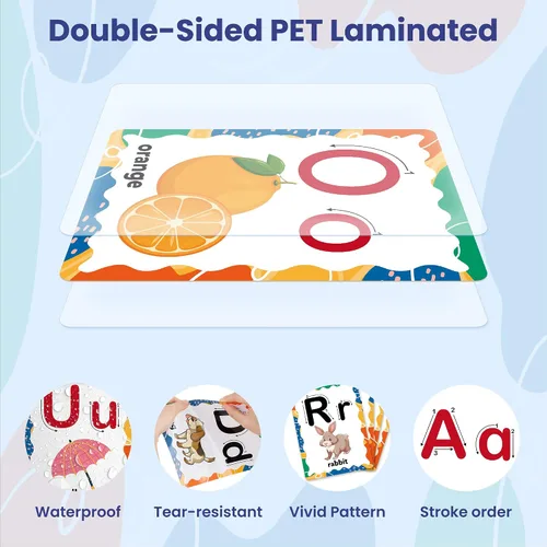 Vista 3 de D-FantiX Juego de 58 tablones de anuncios del alfabeto y números, tarjetas educativas de manuscritos para preescolar, números del alfabeto