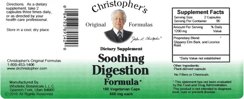 Vista 4 de Christopher's Original Formulas Digestión calmante - 180 cápsulas vegetarianas