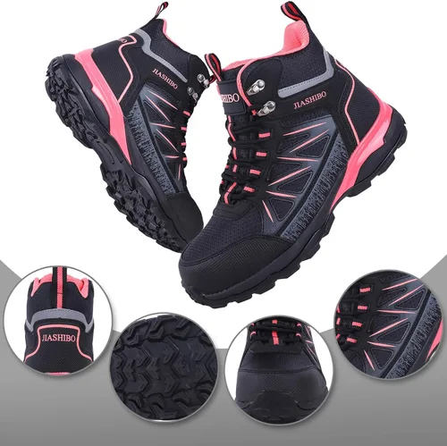 Vista 3 de Botas de trabajo con punta de acero para mujer, botas de trabajo aisladas, zapatos de punta de acero, botas de construcción cómodas, botas