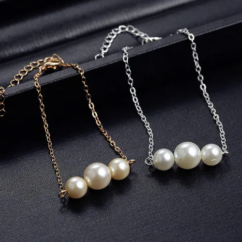 Vista 5 de Pulseras brazalete, moda mujer brillante imitación perla encanto pulsera cadena ajustable brazalete joyería - oro, Bambú