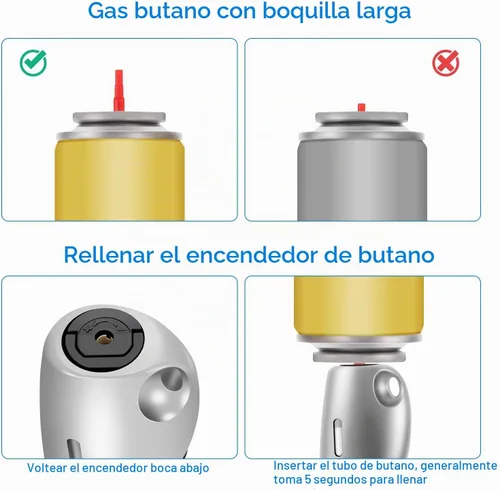 Vista 6 de Encendedor de Antorcha de Butano con Llama de Chorro Larga a Prueba de Viento con Ventana Visual de Combustible para Chimenea, Cocina, Parrilla