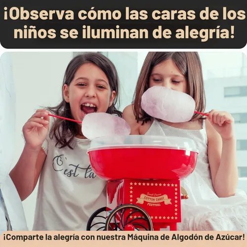 Vista 6 de VOS Mini Máquina de Algodón de Azúcar para Niños, Máquina Roja Retro para Hacer Dulces de Azúcar, Kit de Máquina de Algodón de Azúcar: incluye 15