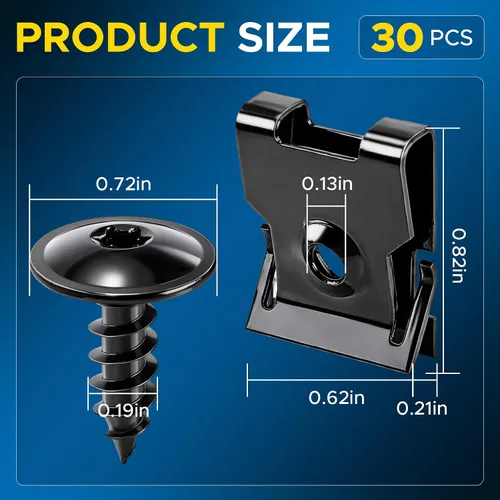 Vista 2 de GoaMotors 30 piezas N90974701 Tornillo de guardabarros U Tuerca Kit – Cubierta de Parachoques Parachoques Rejilla Alerón Tuerca Ajuste