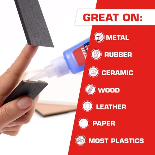 Vista 6 de Loctite Super Glue - Líquido profesional, transparente, botella de 0.7 onzas líquidas, paquete de 2 – Superpegamento para plástico, madera, metal