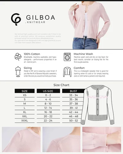 Vista 7 de Gilboa Suéter tipo cárdigan 100% algodón para mujer