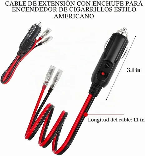Vista 2 de Yourkar Enchufe macho para encendedor de cigarrillos con fusible, cable de enchufe de encendedor de cigarrillos de 12 V con cables, adaptador de 1