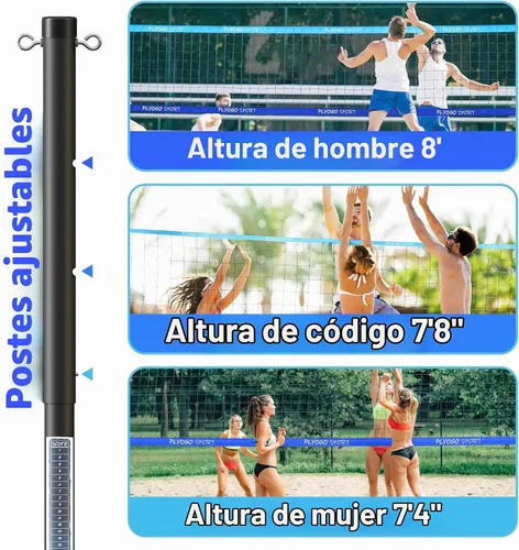 Vista 3 de Red de voleibol para patio trasero, juego de red de voleibol profesional portátil al aire libre resistente con postes de aluminio ajustables, diseño