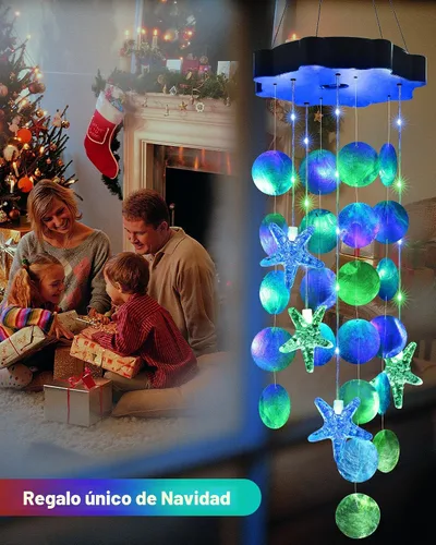 Vista 4 de Toodour Campanillas de viento solares para exteriores, conchas, regalos de luz para mamá, abuela, mujeres, esposa, niñas, luz móvil decorativa solar