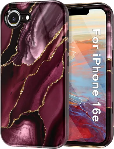 Vista 18 de Btscase Funda para iPhone 16 (2024), [probada en caídas de grado militar] Diseño de patrón de mármol delgado, resistente, a prueba de golpes
